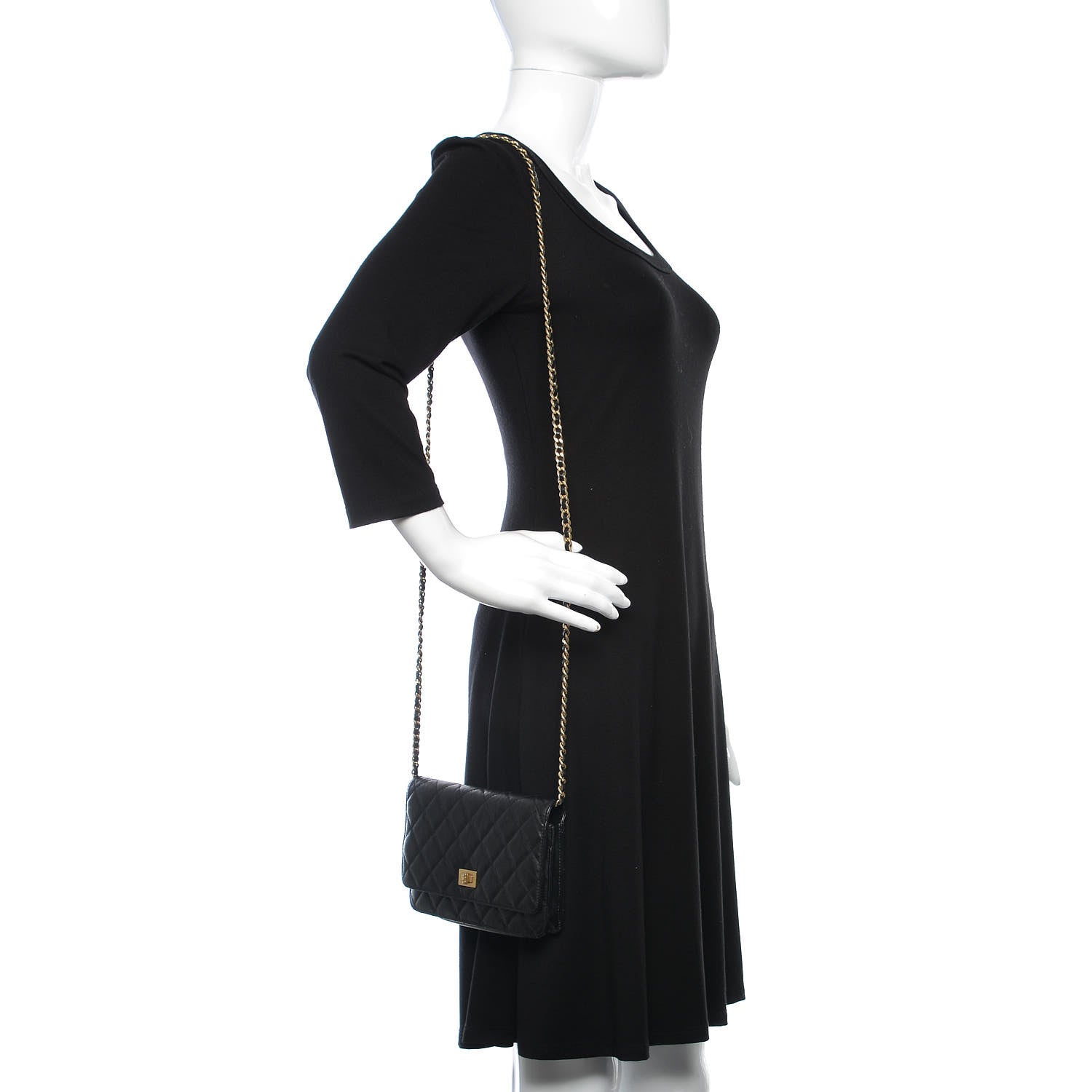 Chanel Aged Calfskin Quilted Reissue Wallet On Chain WOC Black 2 of 11