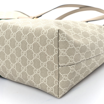 Gucci GG Supreme Monogram Textured Dollar Calfskin Web Medium Ophidia Shopping Tote Beige Mystic White Oatmeal 11 of 11