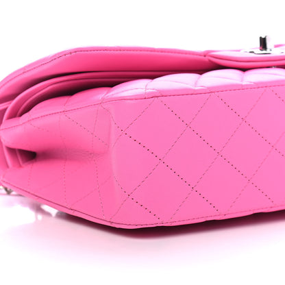 Chanel Lambskin Quilted Medium Double Flap Neon Pink 8 of 9