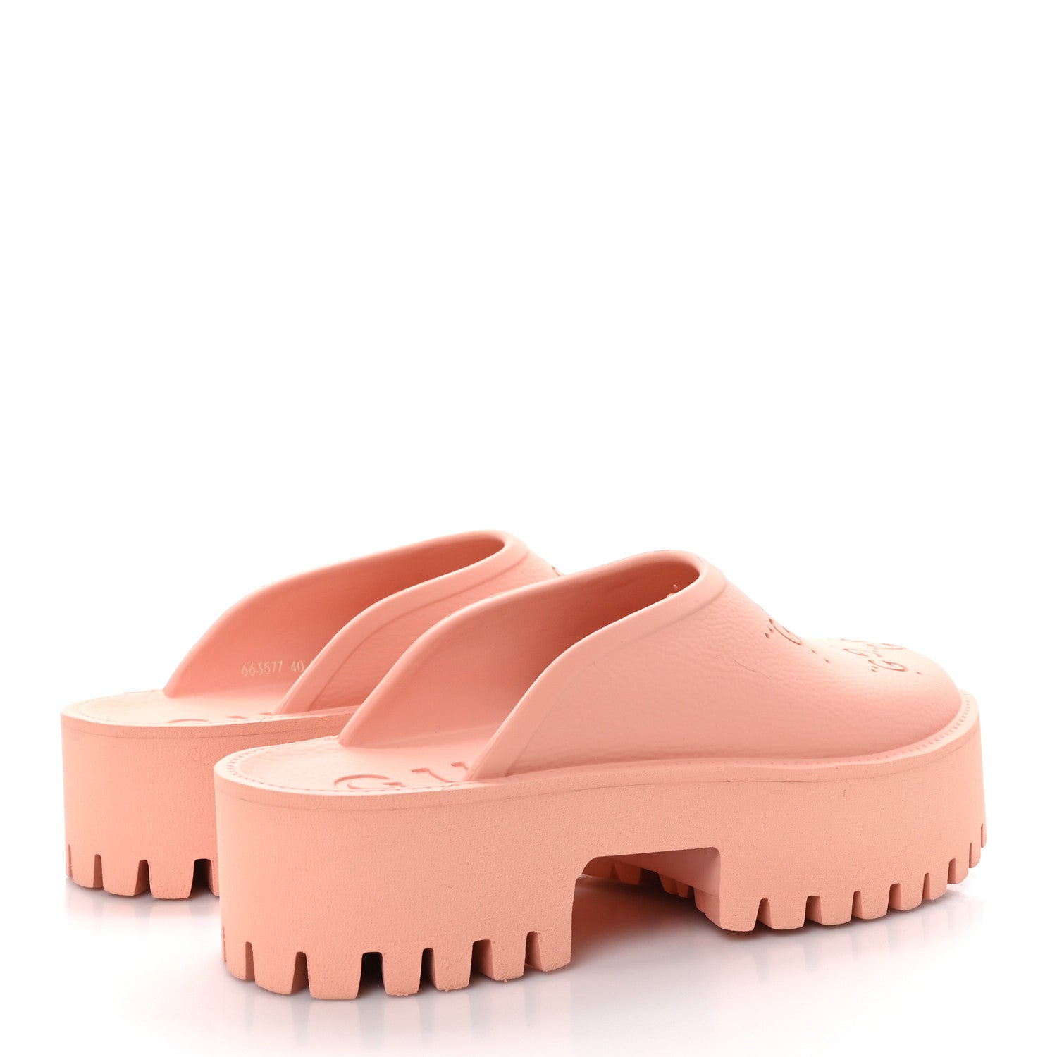 Gucci Rubber GG Monogram Perforated Elea Platform 55mm Lug Sole Sandals 40 Peachy Chic 4 of 8