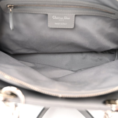 Christian Dior CHRISTIAN DIOR Lambskin Cannage Small Dior Soft Zipped Shopping Tote Grey 5 of 14