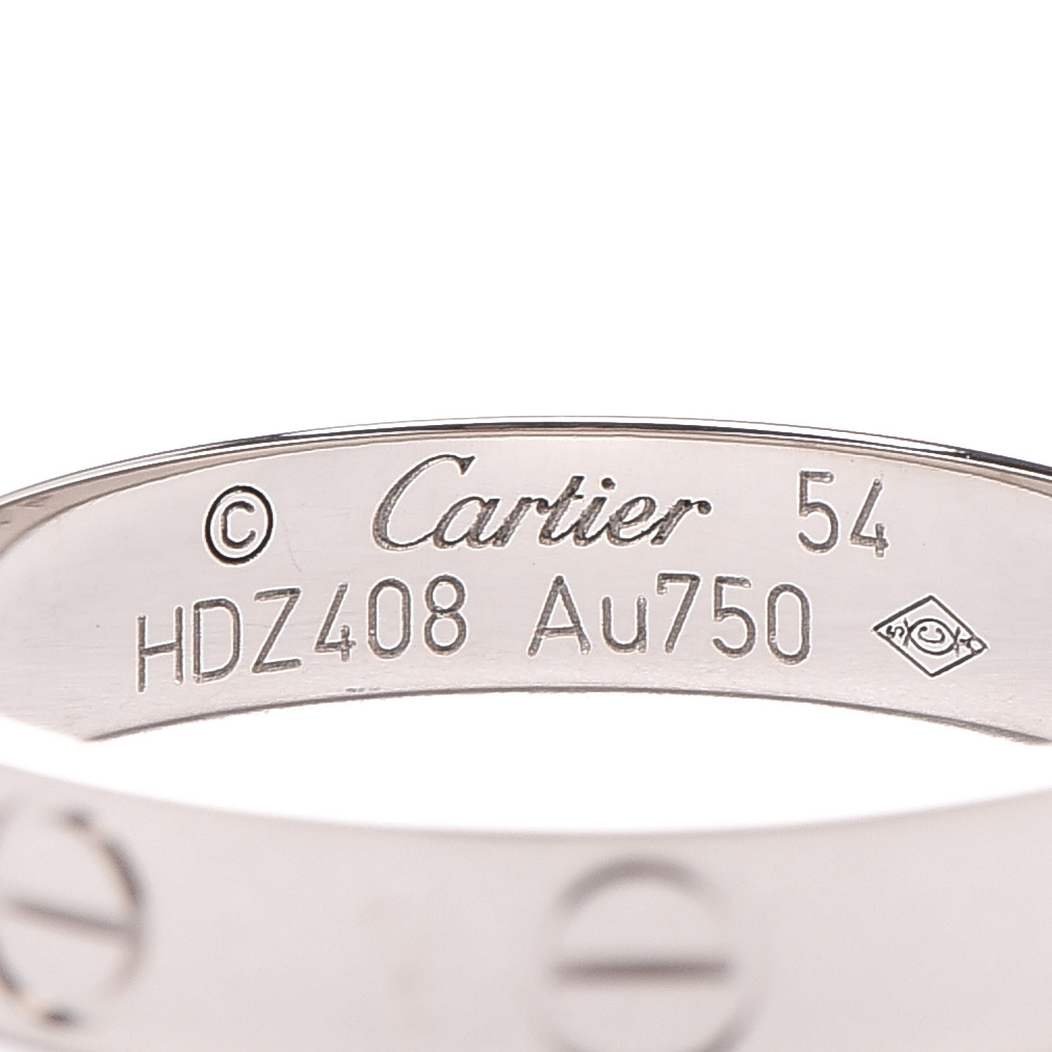 Cartier 18K White Gold 3.5mm LOVE Wedding Band Ring 54 6.75 5 of 5