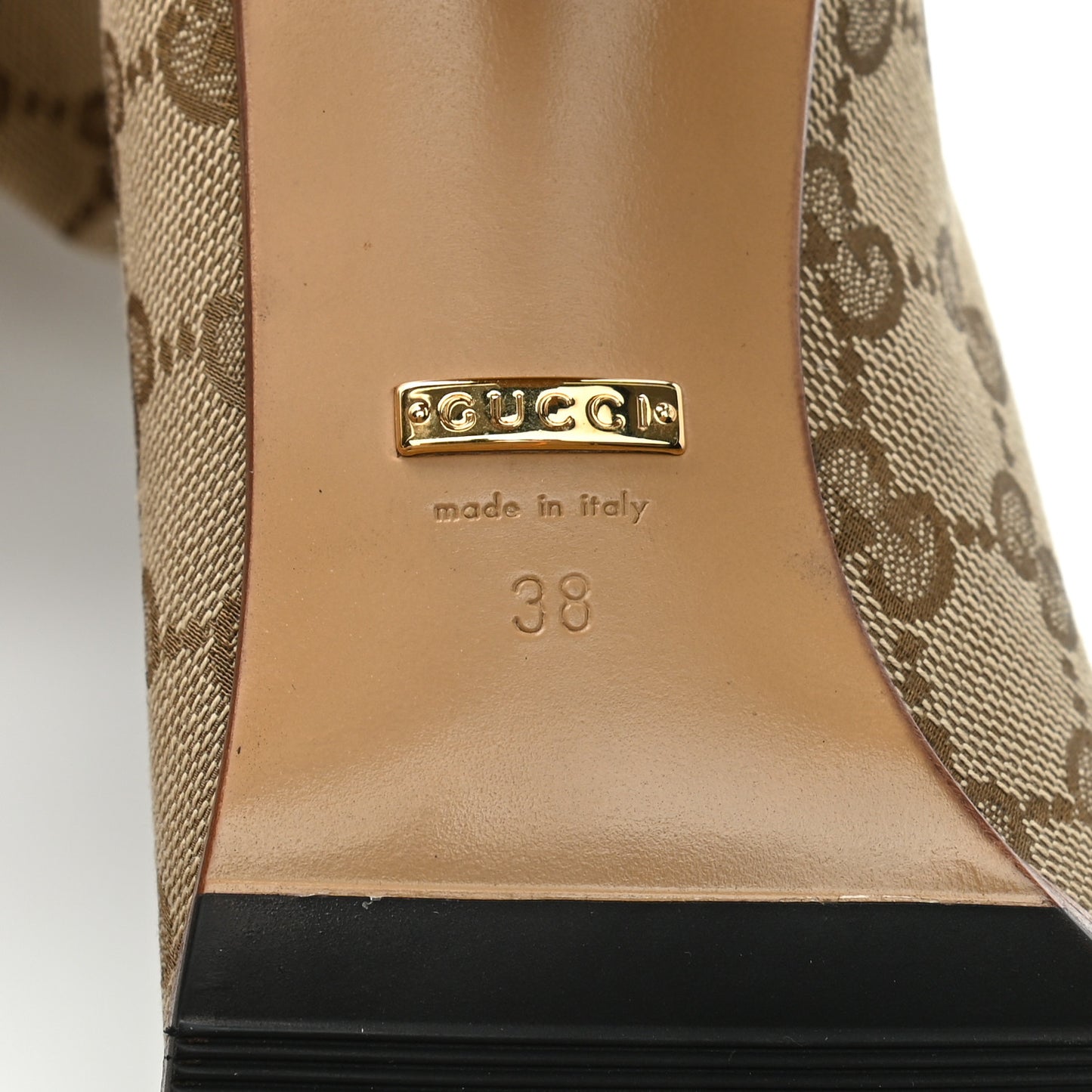 Monogram Lisa Mid Heel Boots 38 Beige Ebony