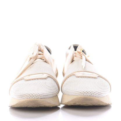 Balenciaga Calfskin Neoprene Mesh Womens Race Runner Sneakers 41 Beige Grey 2 of 10