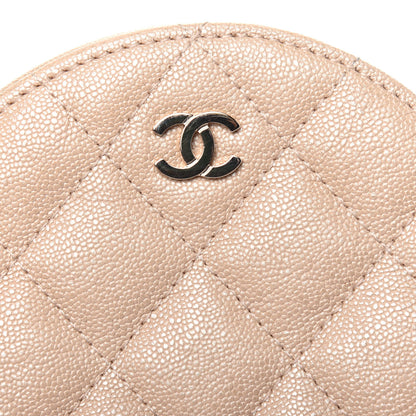 Chanel Iridescent Caviar Quilted Round Clutch With Chain Beige 10 of 10