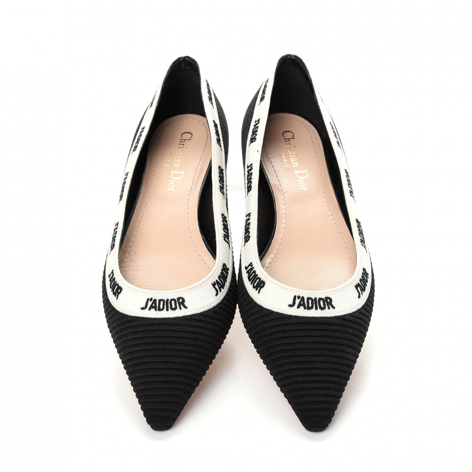 Christian Dior Fabric Ribbon Embroidered J'Adior Ballet Flats 36.5 Black 5 of 11