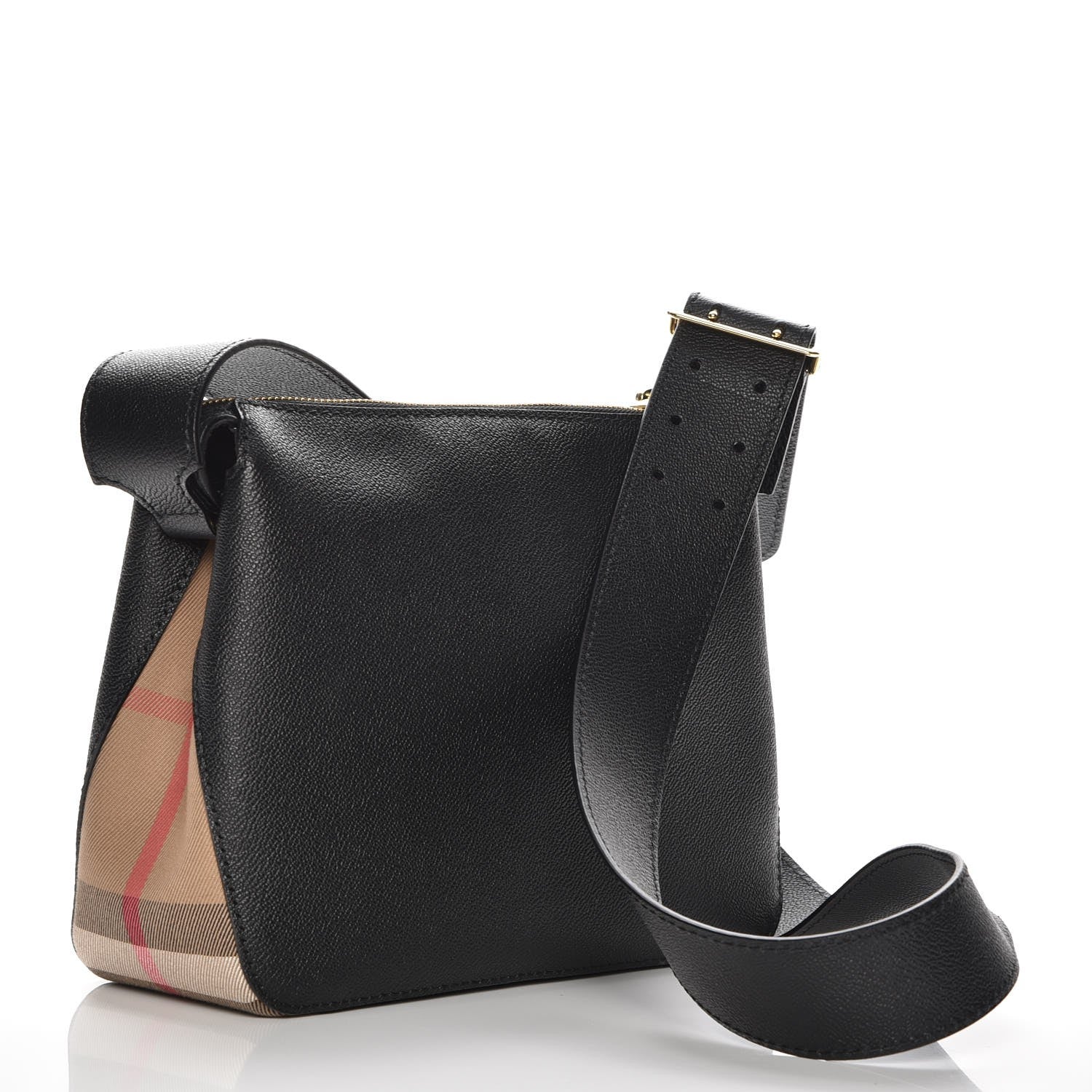 Burberry Soft Grain Calfskin House Check Small Helmsley Crossbody Black 3 of 7