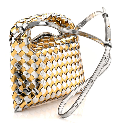 Bottega Veneta Metallic Lambskin Intrecciato Mini Hop Silver Gold 3 of 9