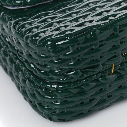 Gucci Glazed Wicker Stripe Small Cestino Shoulder Bag Green 8 of 10