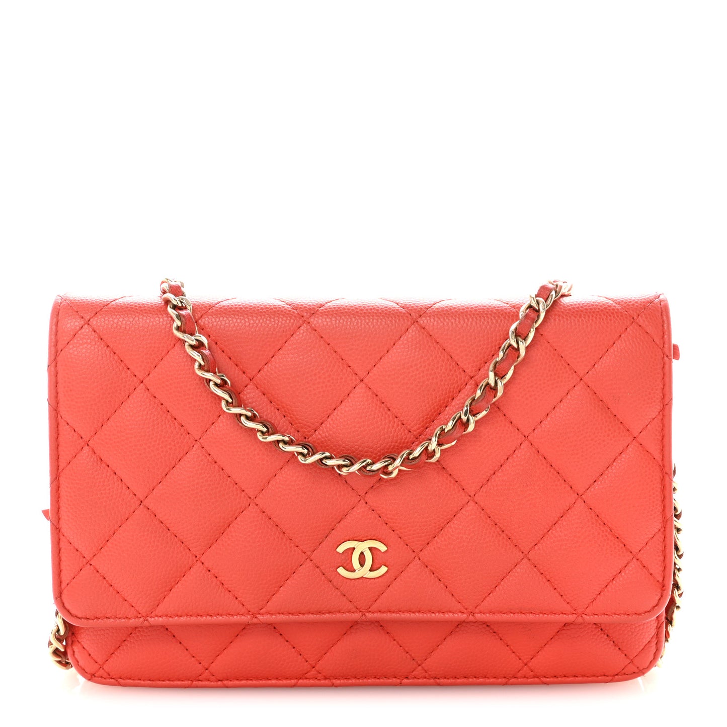 Caviar Quilted Wallet on Chain WOC Red