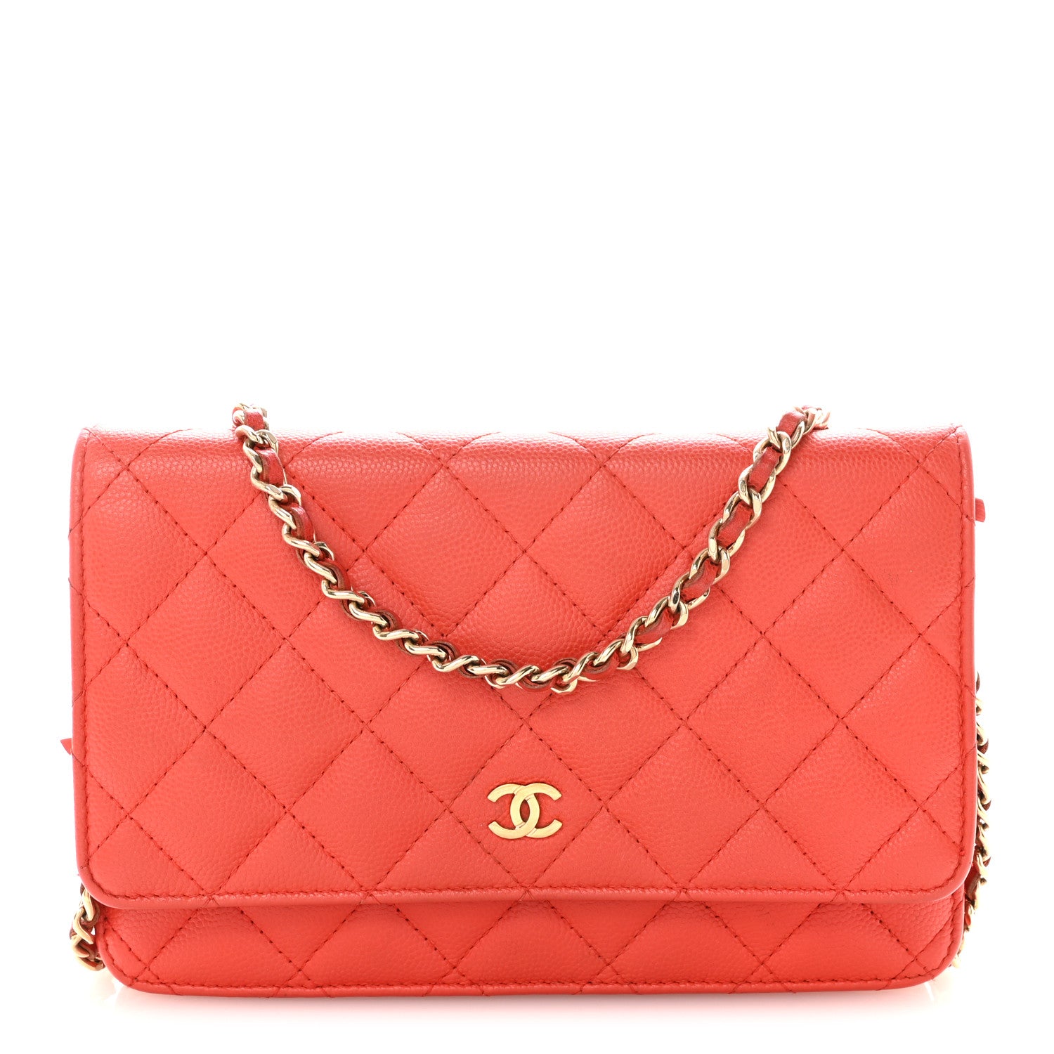 Chanel Caviar Quilted Wallet on Chain WOC Red 1 of 11