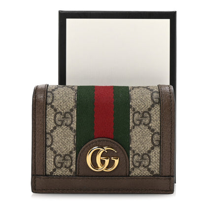 Gucci GG Supreme Monogram Web Ophidia Card Case Beige New Acero 15 of 16