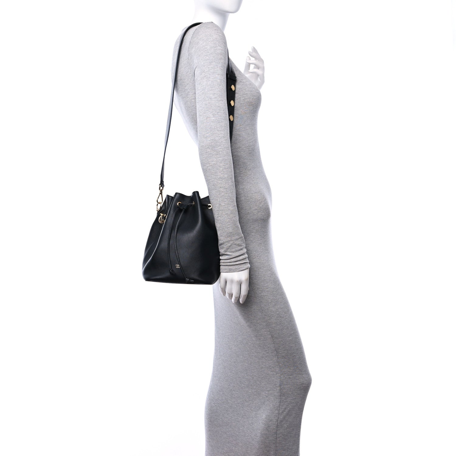 Fendi Vitello Grace Matte F is Fendi Grande Mon Tresor Bucket Bag Black 2 of 10