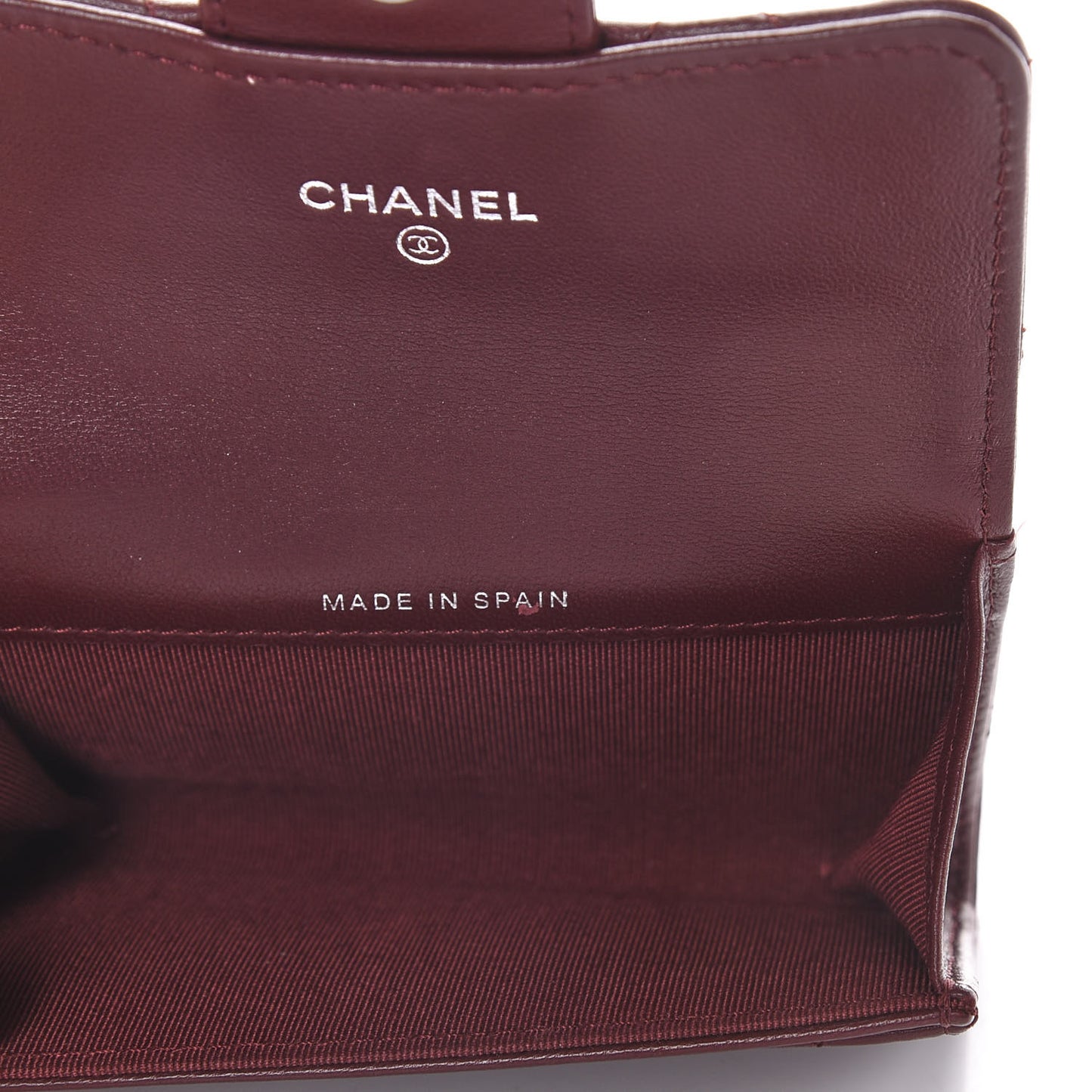 Lambskin Quilted Flap Card Holder Wallet Burgundy