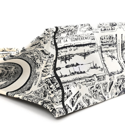 Christian Dior Canvas Embroidered Large Plan De Paris Book Tote White Black 9 of 11