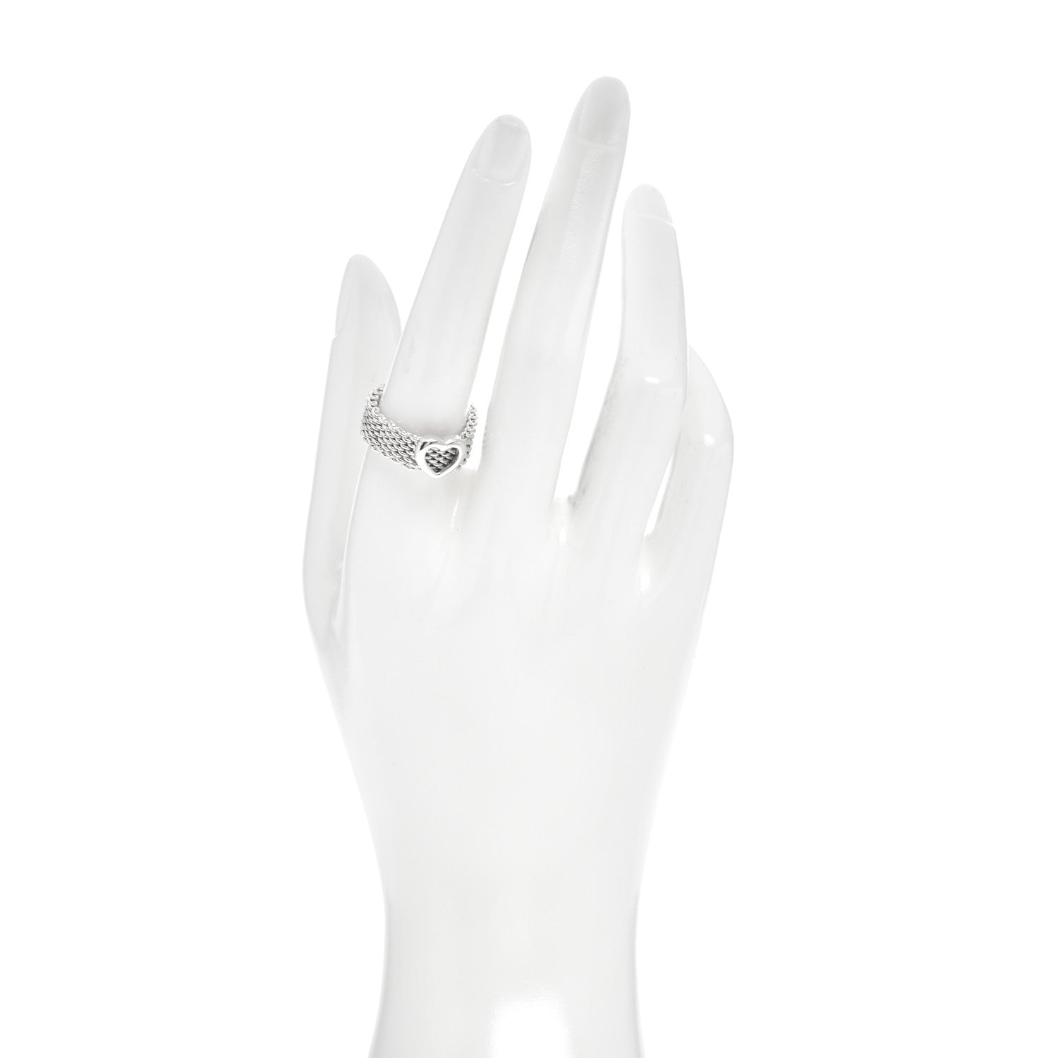 Tiffany Sterling Silver Somerset Mesh Heart Ring 58 8.25 2 of 4