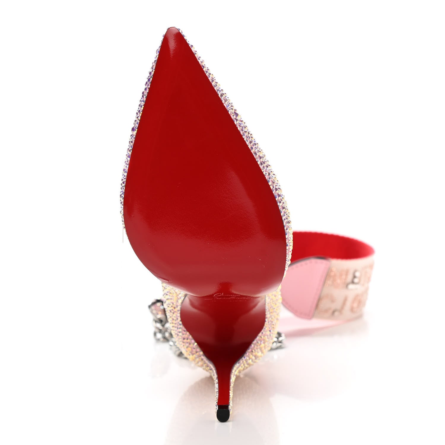 Christian Louboutin Crystal Suede A.B Stiletto Charm Clutch Pink Metallic 4 of 7