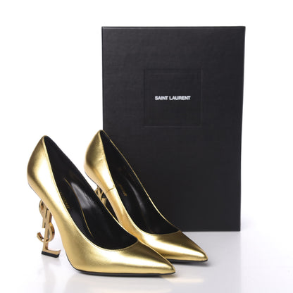 Saint Laurent Metallic Calfskin Opyum 110 Pumps 37.5 Oro 8 of 8