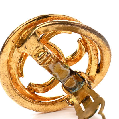 Chanel Metal Round CC Clip On Earrings Gold 5 of 6