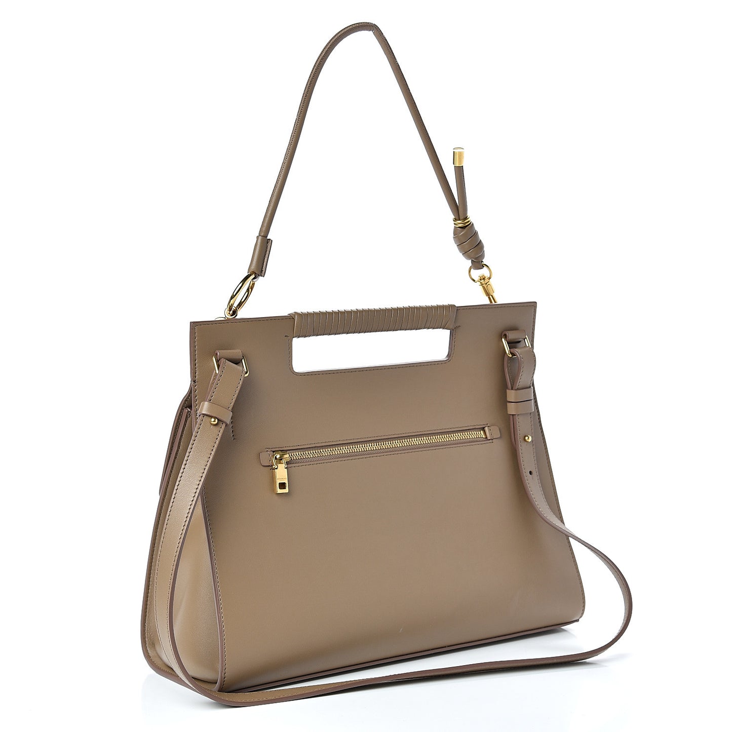 Calfskin Large Whip Top Handle Shoulder Bag Taupe