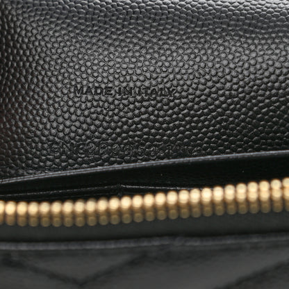 Saint Laurent Grain De Poudre Matelasse Chevron Monogram Envelope Chain Wallet Black 7 of 10