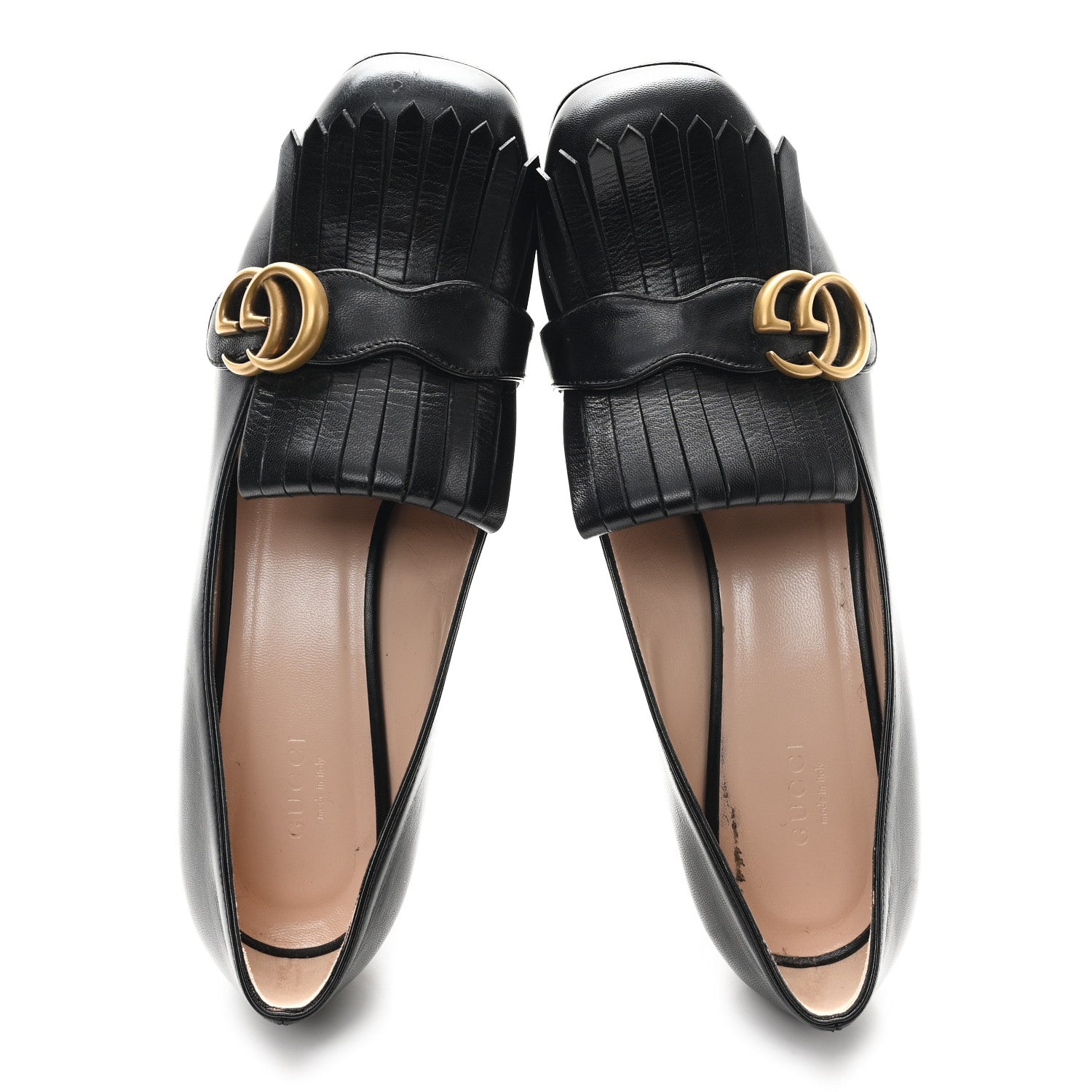 Gucci Malaga Kid GG Marmont Fringe 50mm Loafer Pumps 40.5 Black 2 of 9