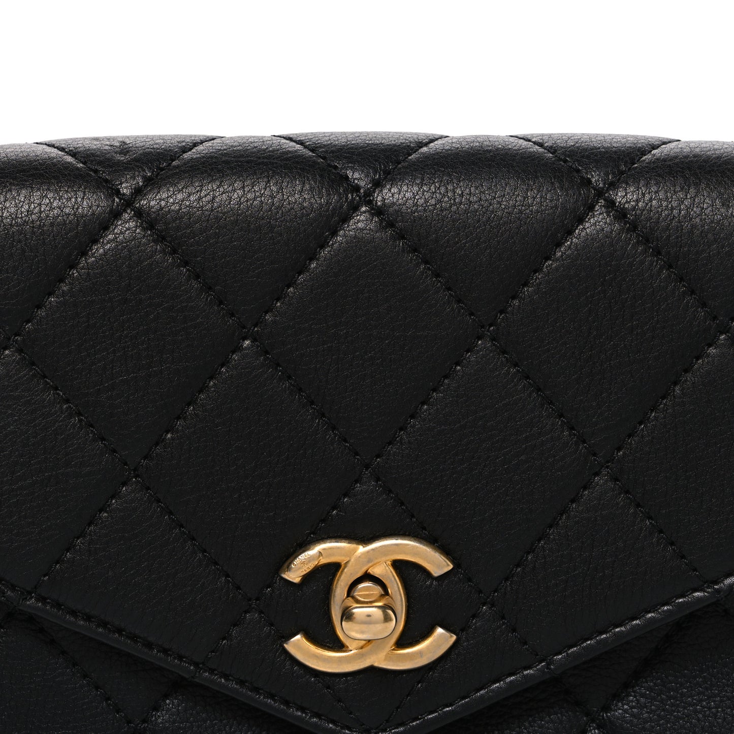 Calfskin Quilted Flap Waist Bag Black
