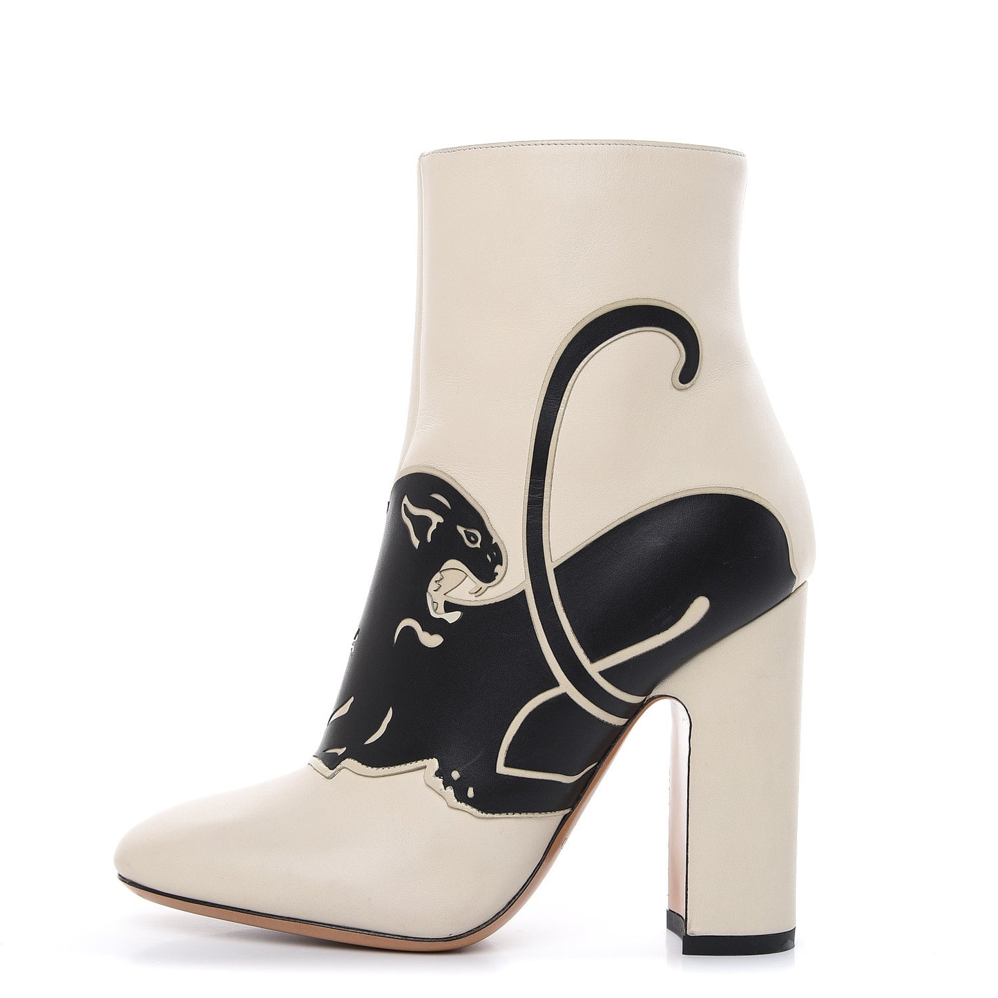 Calfskin Panther 110mm Ankle Boots 36 Light Ivory