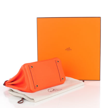 Hermes Taurillon Clemence Birkin 25 Orange Poppy 5 of 20