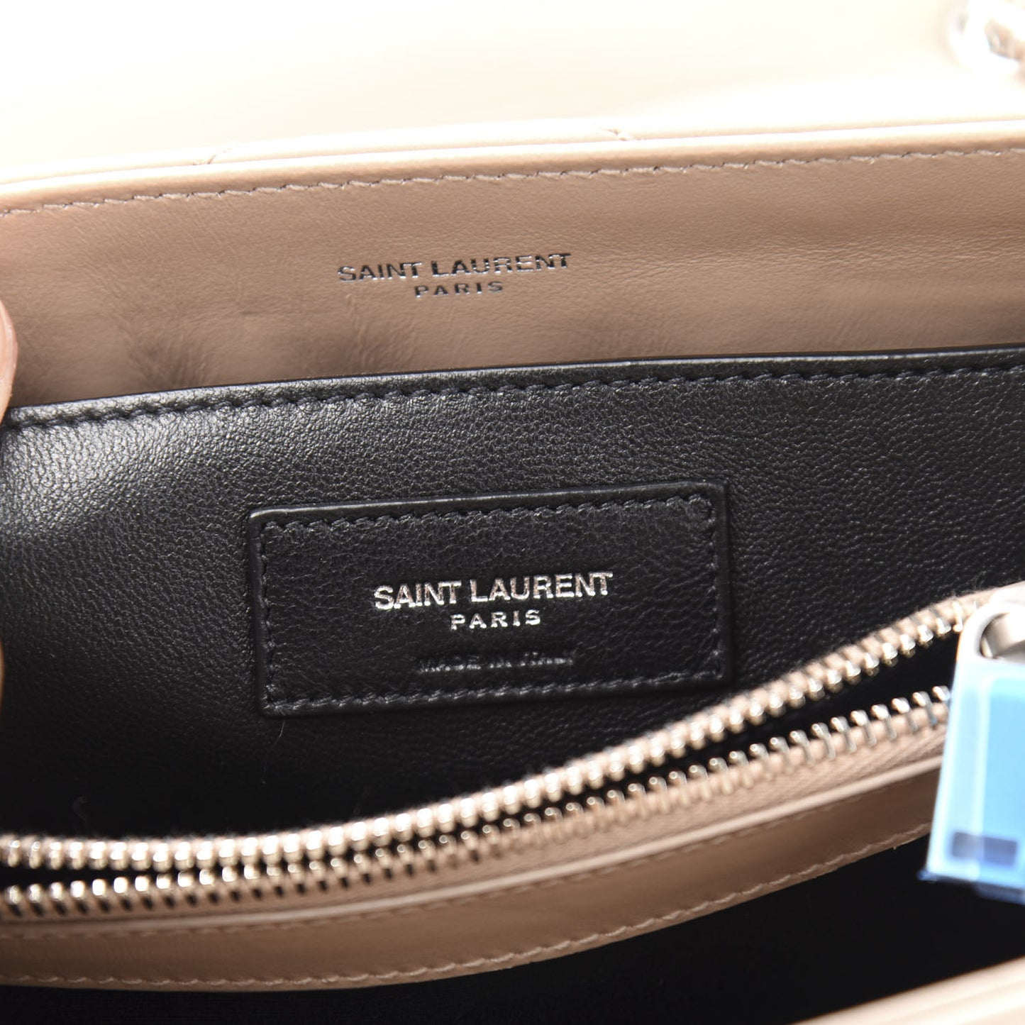 Calfskin Y Quilted Monogram Small Loulou Chain Satchel Nude Powder