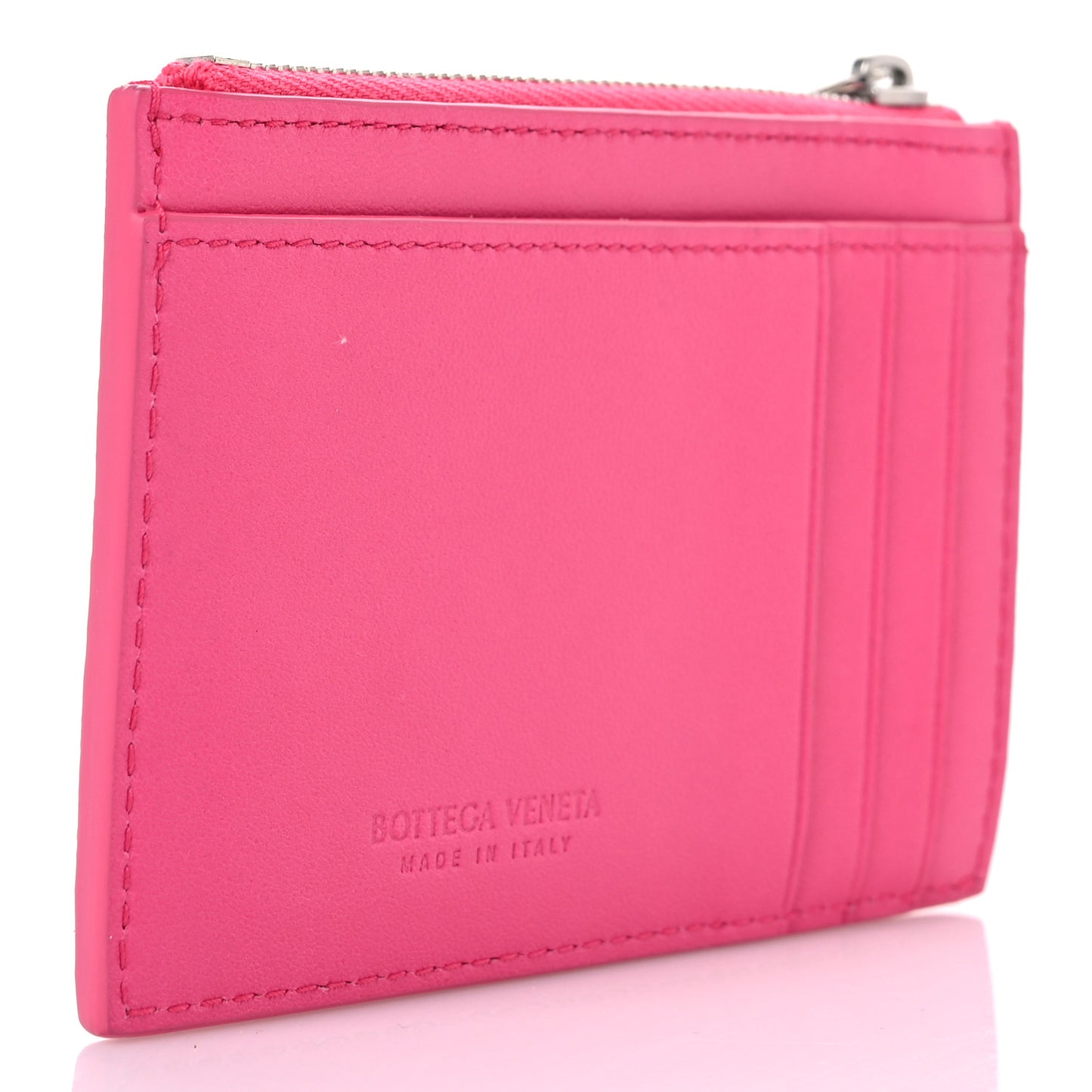 Nappa Maxi Intreccio Zipped Card Case Pink