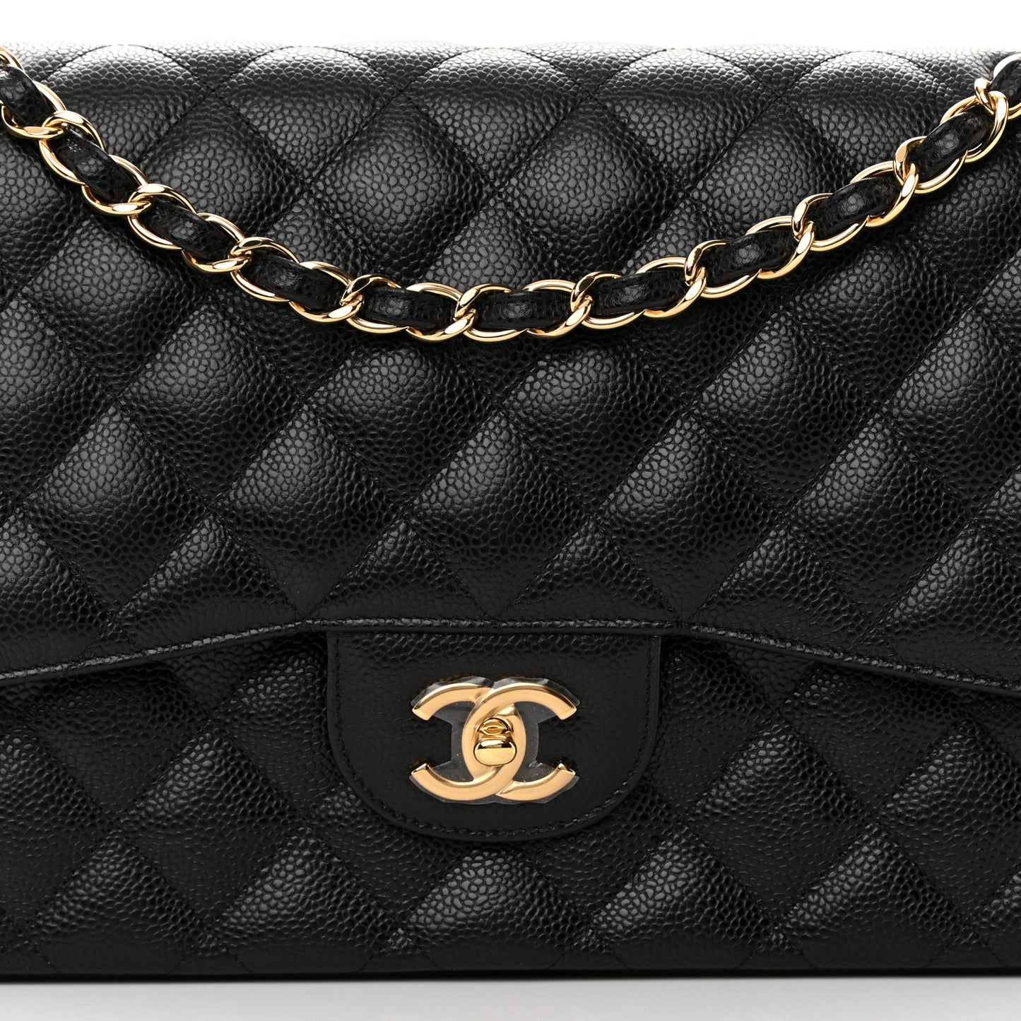 Caviar Quilted Jumbo Double Flap Black