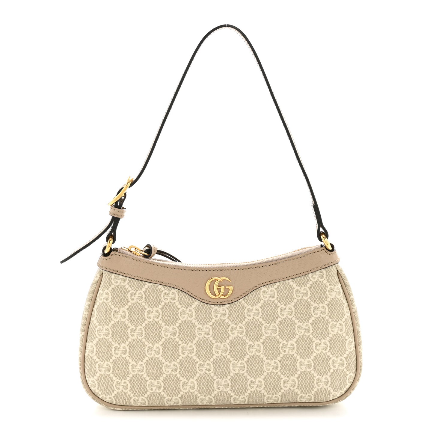 GG Supreme Monogram Textured Dollar Calfskin Small Ophidia Hobo Beige Mystic White Oatmeal