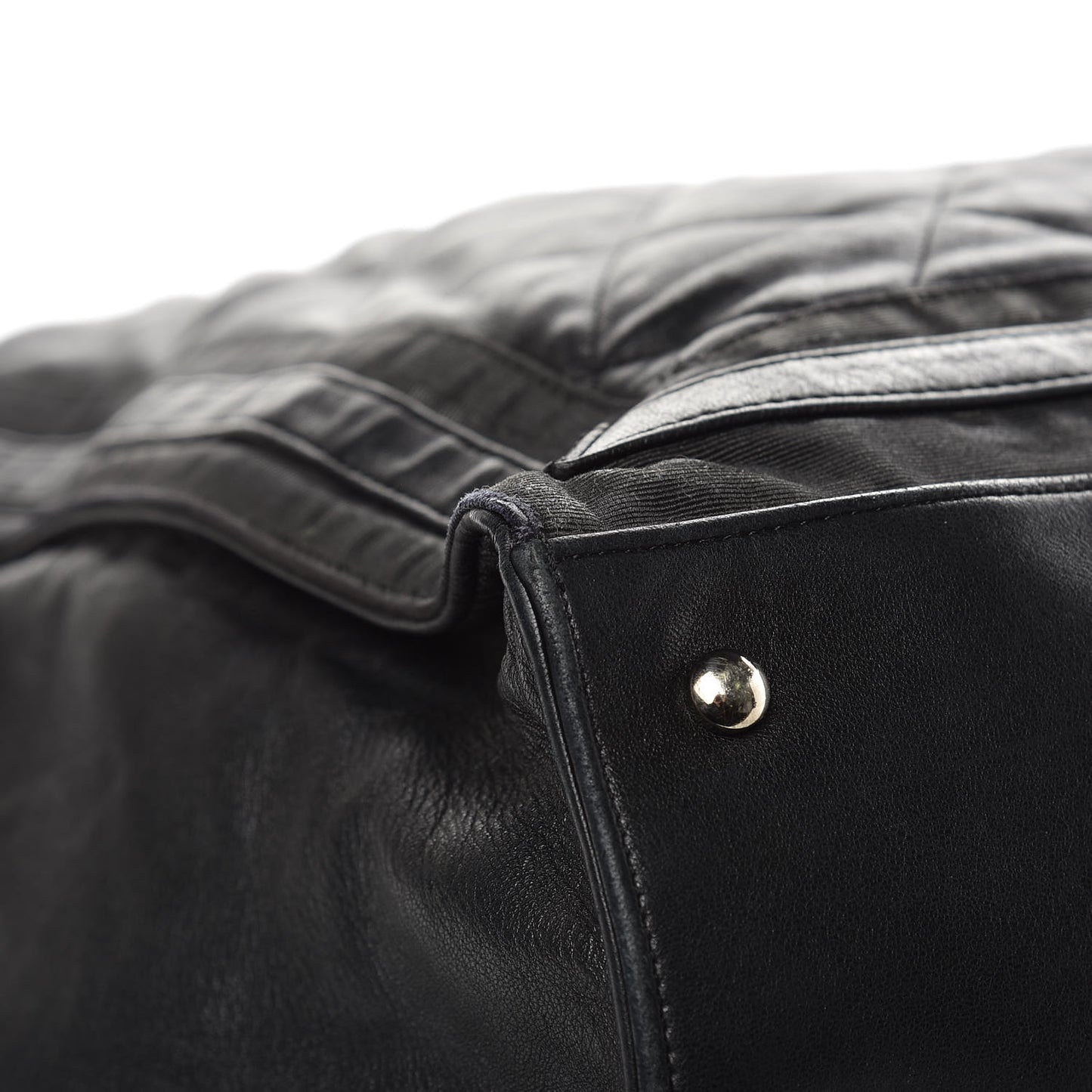 Lambskin Quilted Lido Shopping Tote Black