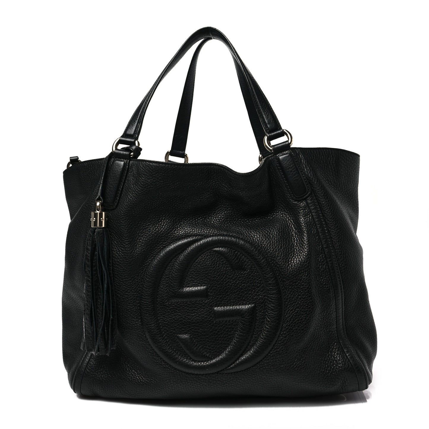 Pebbled Calfskin Medium Soho Shoulder Bag Black