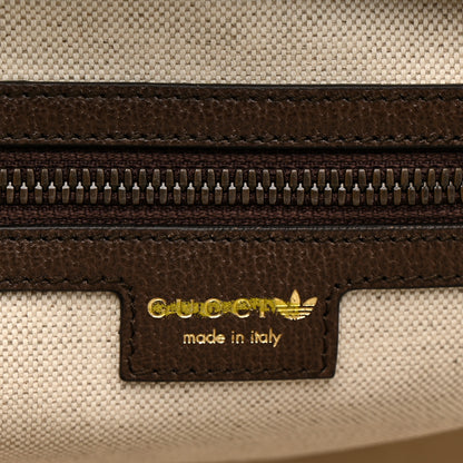 Gucci X ADIDAS Canvas Textured Dollar Calfskin Web GG Monogram Trefoil Large Bowling Bag Beige Brown Multicolor 5 of 9