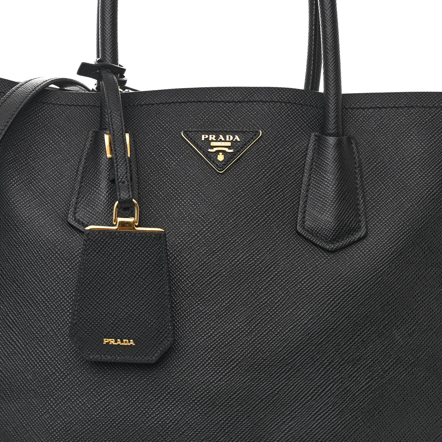 Prada Saffiano Cuir Medium Double Bag Black Mughetto 9 of 11