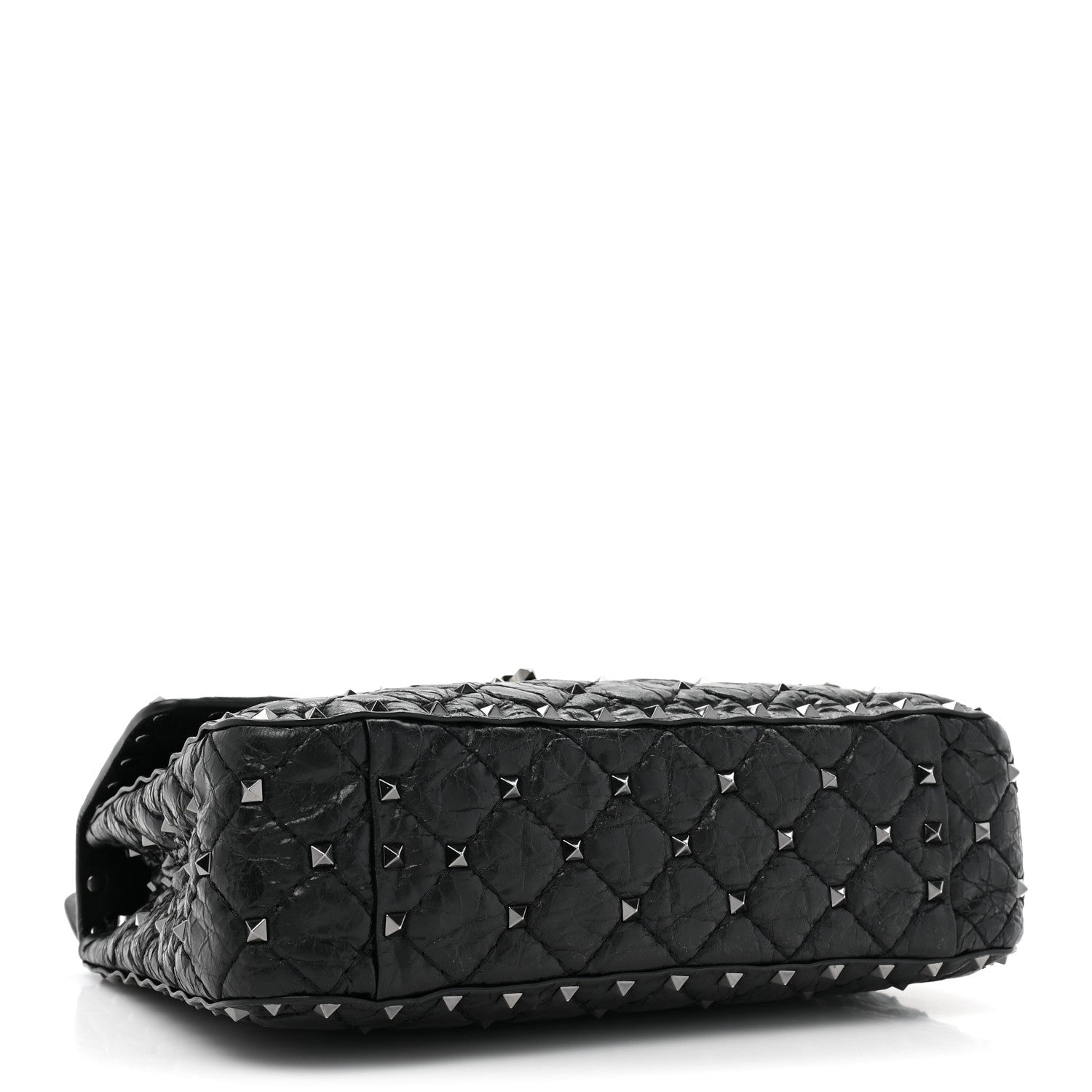 Valentino Garavani Craquele Nappa Medium Rockstud Spike Shoulder Bag Black 4 of 9