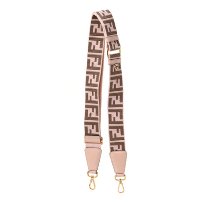 Fendi Jacquard Ribbon Vitello King FF Bi-Color Intreccio Adjustable Strap You Light Rose Camel 6 of 6