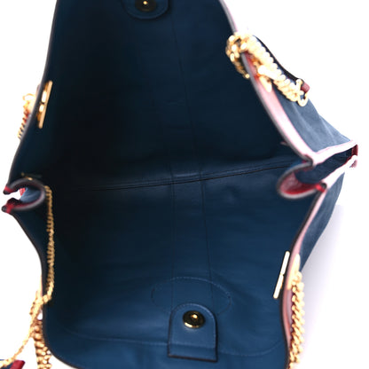 Gucci Suede Calfskin Large Rajah Chain Tote New Blue Romantic Cherry 7 of 11