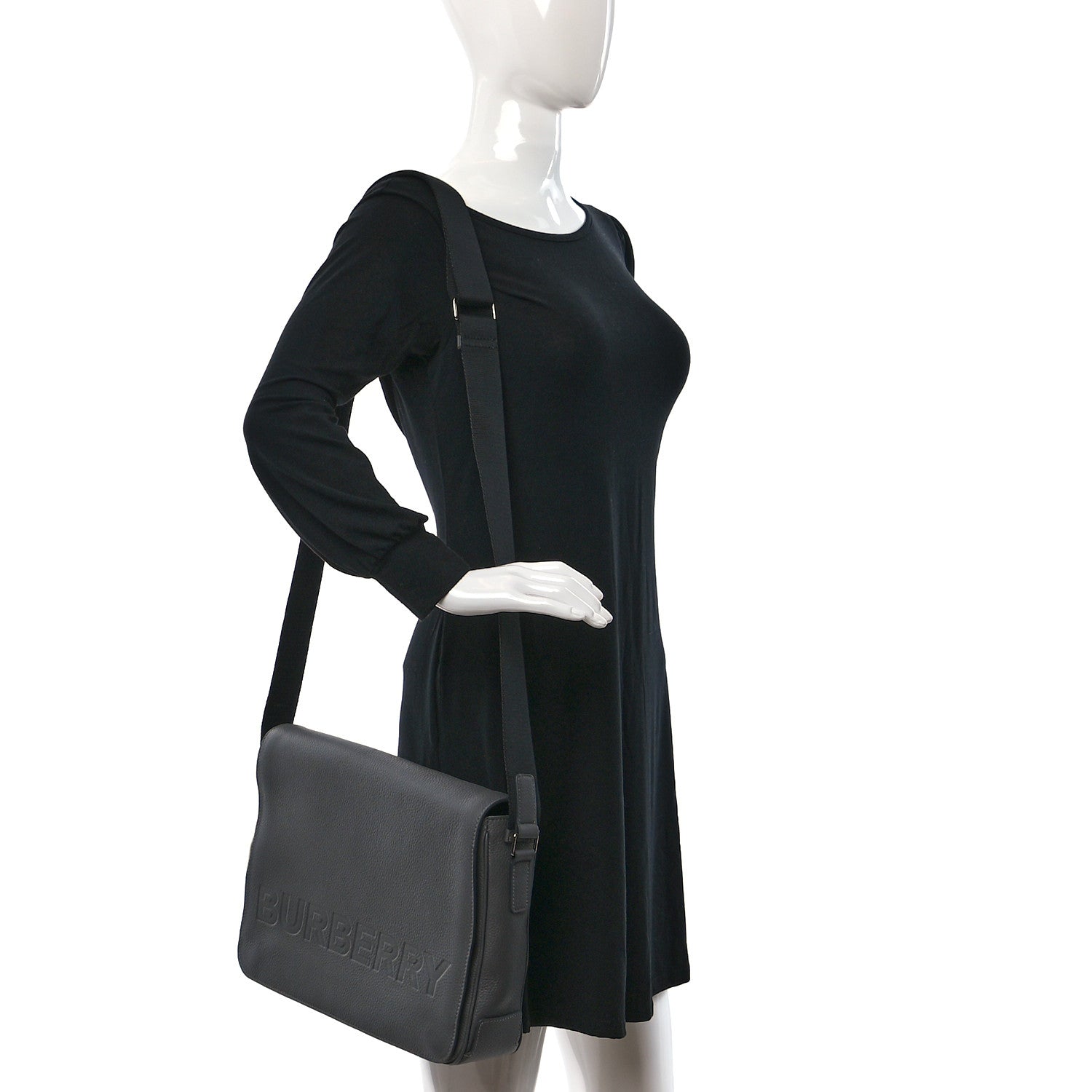 Burberry Calfskin Logo Messenger Charcoal Grey 2 of 16