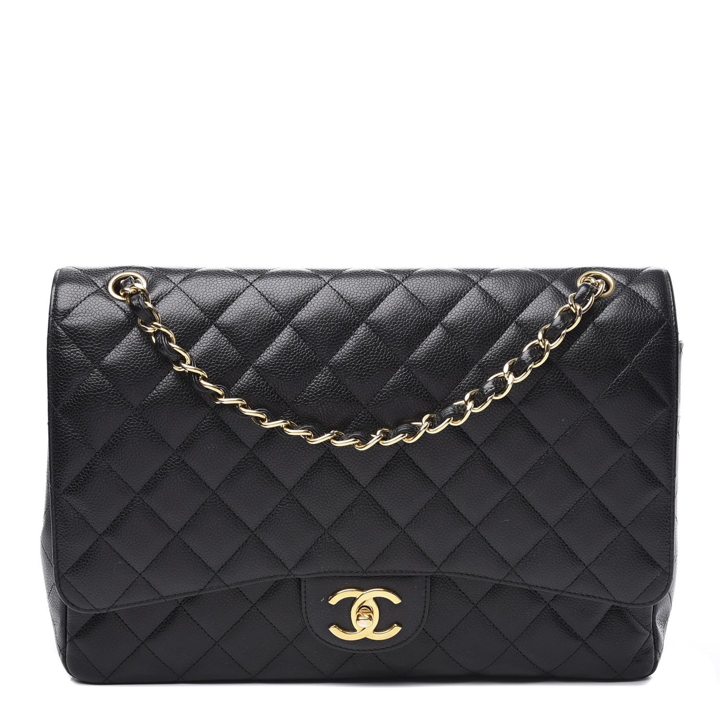 Caviar Quilted Maxi Double Flap Black