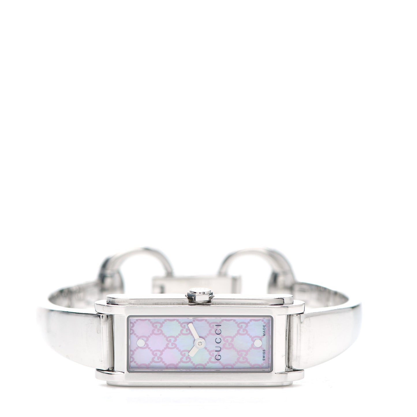 Stainless Steel Diamond Pink Mother of Pearl 14mm 1500L Horsebit Quartz Watch