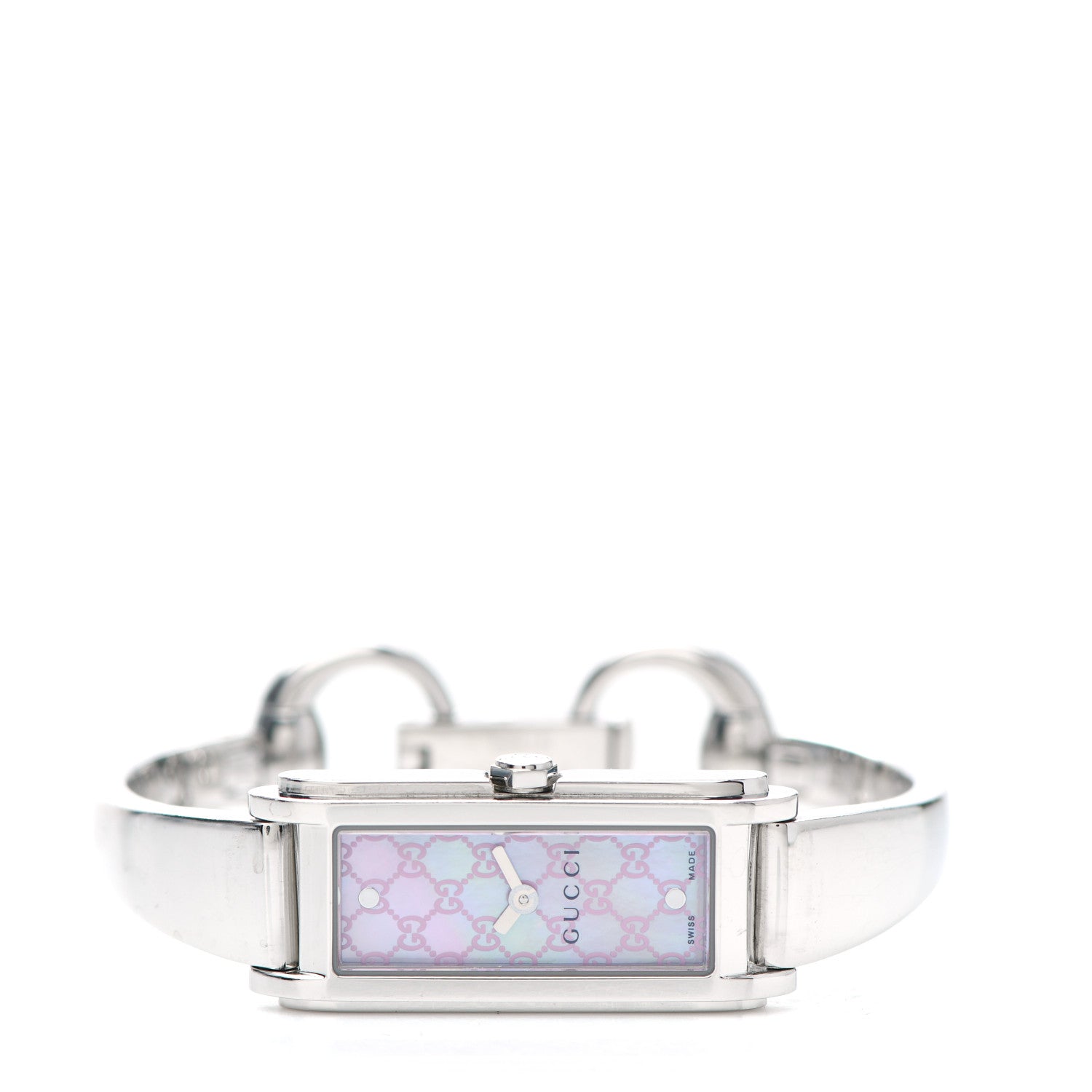 Gucci Stainless Steel Diamond Pink Mother of Pearl 14mm 1500L Horsebit Quartz Watch 2 of 4