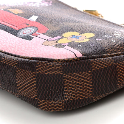 Louis Vuitton Damier Ebene 2019 Christmas Animation Mini Pochette Accessories Red 10 of 10