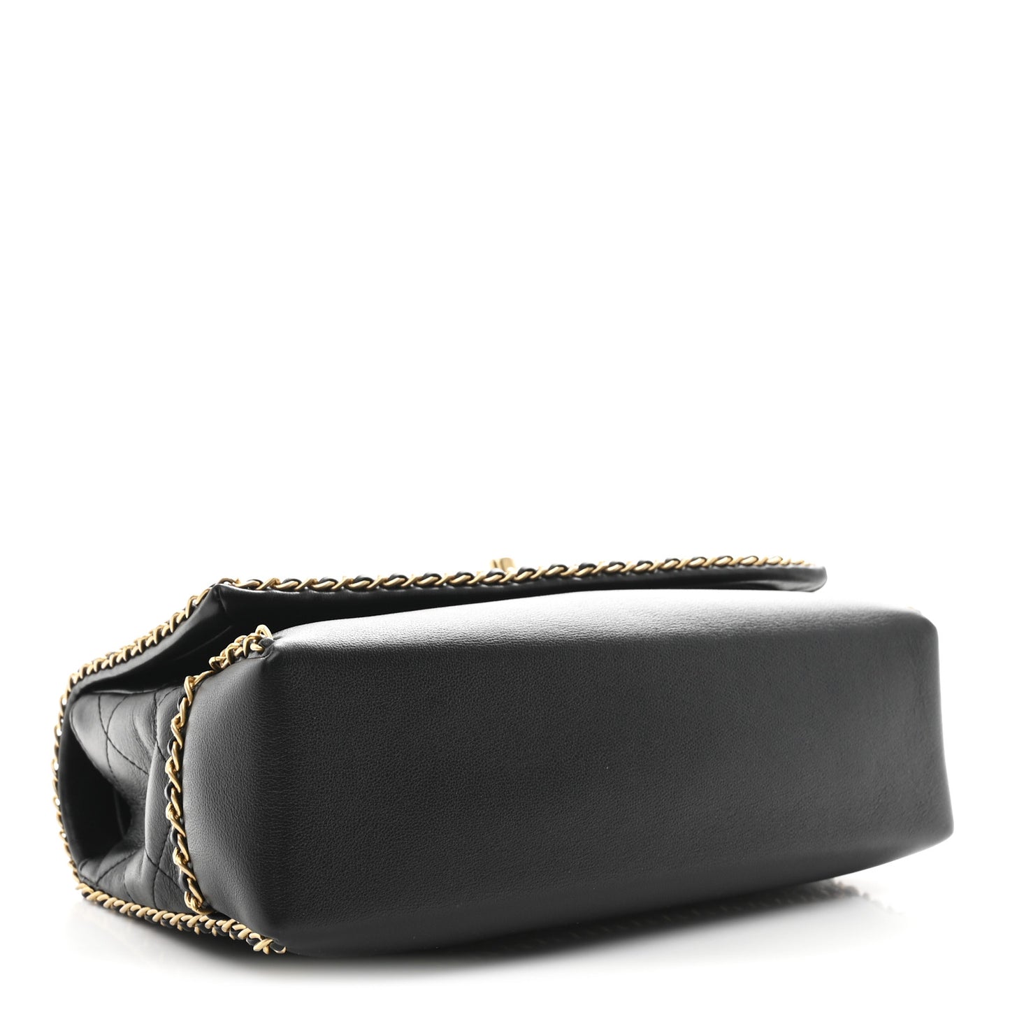 Calfskin Stitched Chain Flap Black
