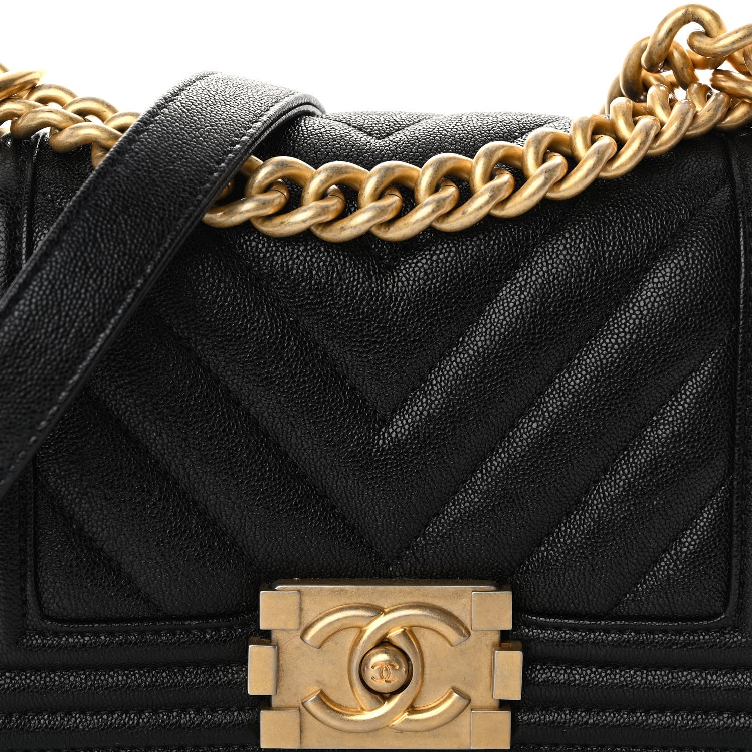 Chanel Caviar Chevron Quilted Small Boy Flap Black 8 of 11