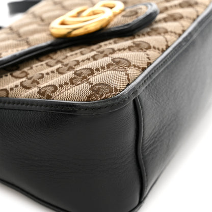 Gucci Monogram Azalea Calfskin Matelasse Diagonal Mini GG Marmont Top Handle Shoulder Bag Beige Ebony Black 13 of 14