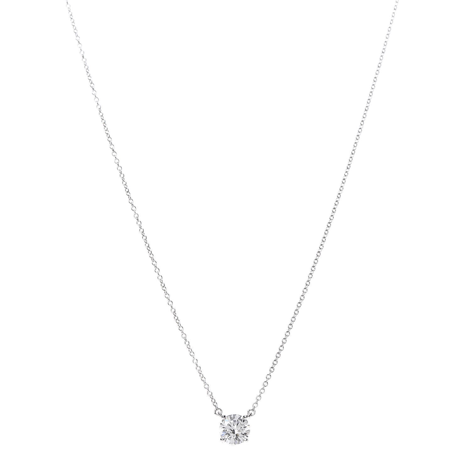 Tiffany Platinum Diamond 1.02ct Solitaire Pendant Necklace 1 of 7