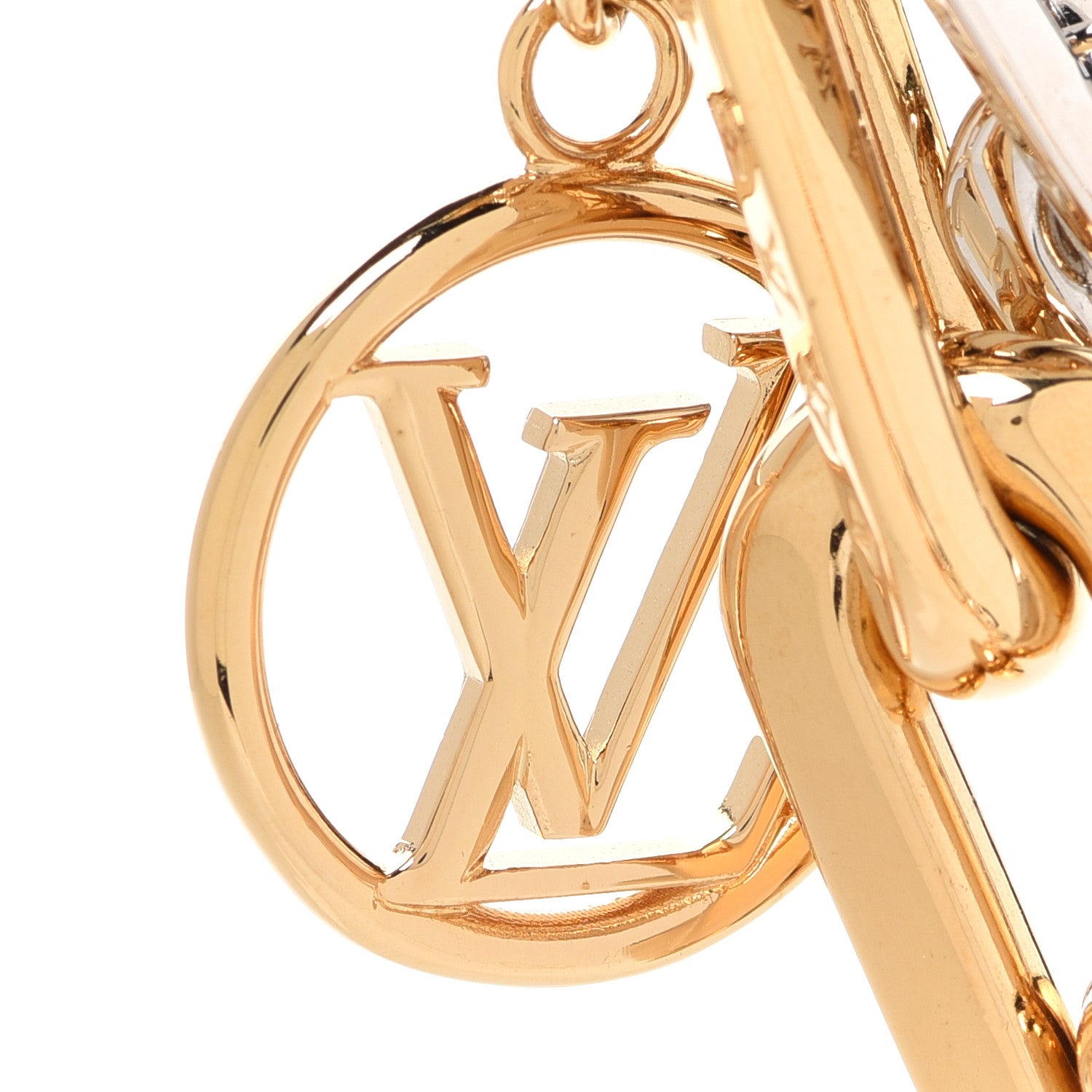 Louis Vuitton Metal LV Edge Chain Bag Charm Silver Gold 3 of 5